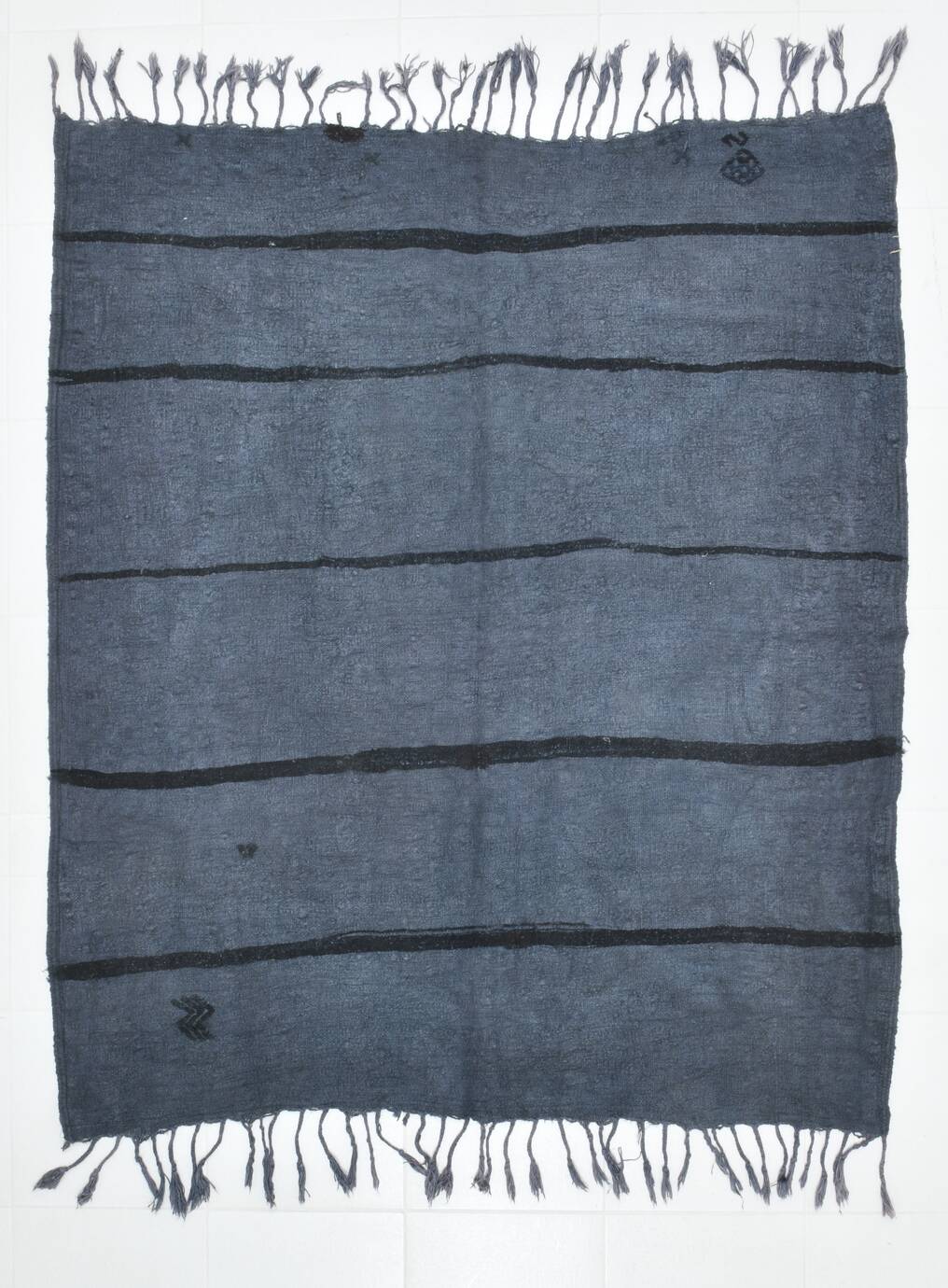 Blue & Black Ethnic Vintage Kilim Rug, 174x204Cm