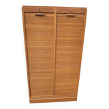 Classeur double à rideaux en bois massif – meuble de métier vintage