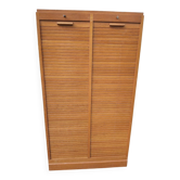 Double wooden cabinet with curtains – vintage industrial furniture
