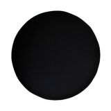 Contemporary LA Design Wood Upholstered In Black Braided Lambskin Circular Pouf