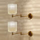 Pair of vintage scandinavian wall lamps 60 years white brass opaline