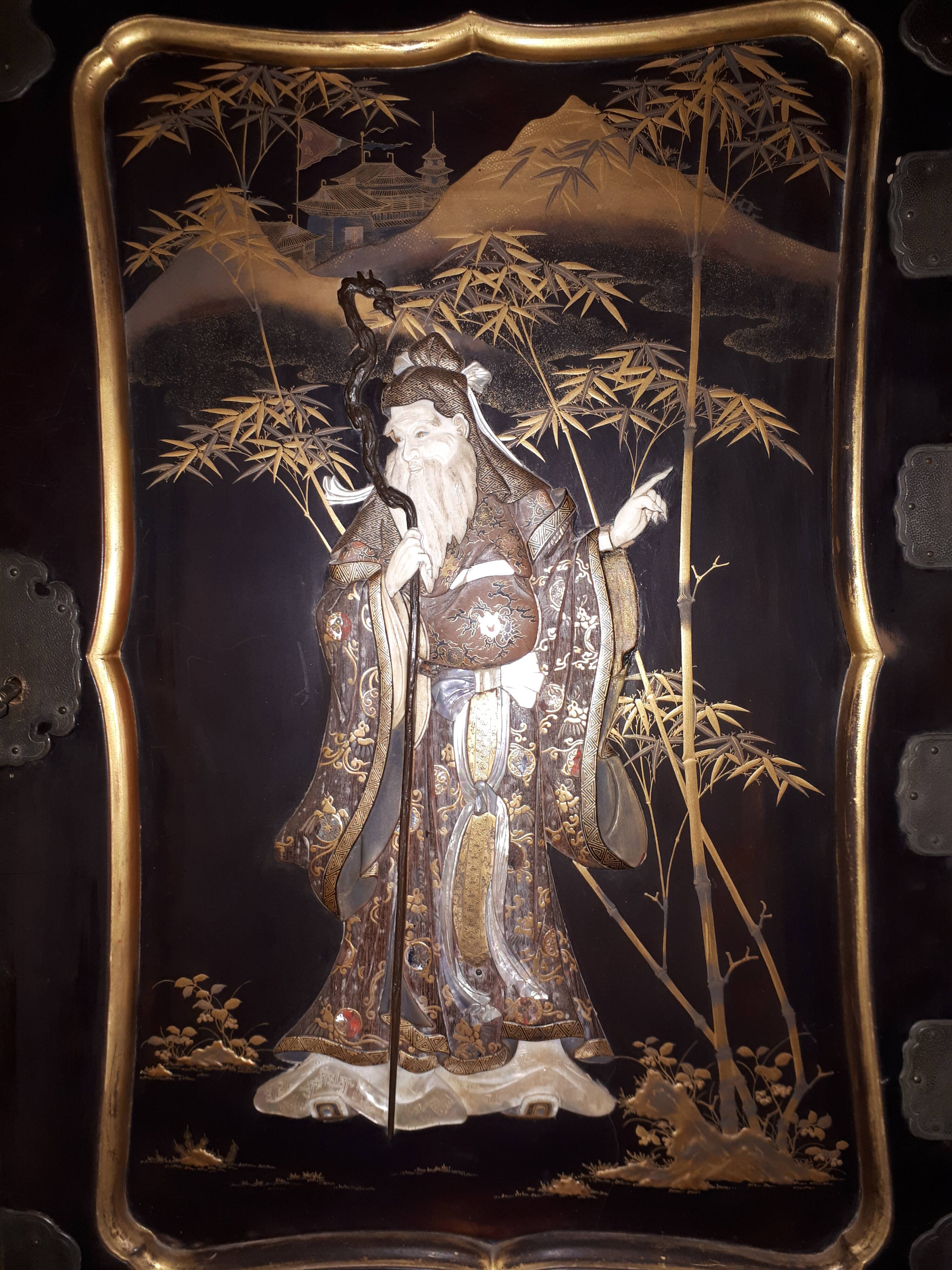 Japanese Lacquer and Shibayama Cabinet, Meiji Period Japan