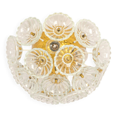 Sputnik ceiling light in floral glass and brass, Germany, 1960s.