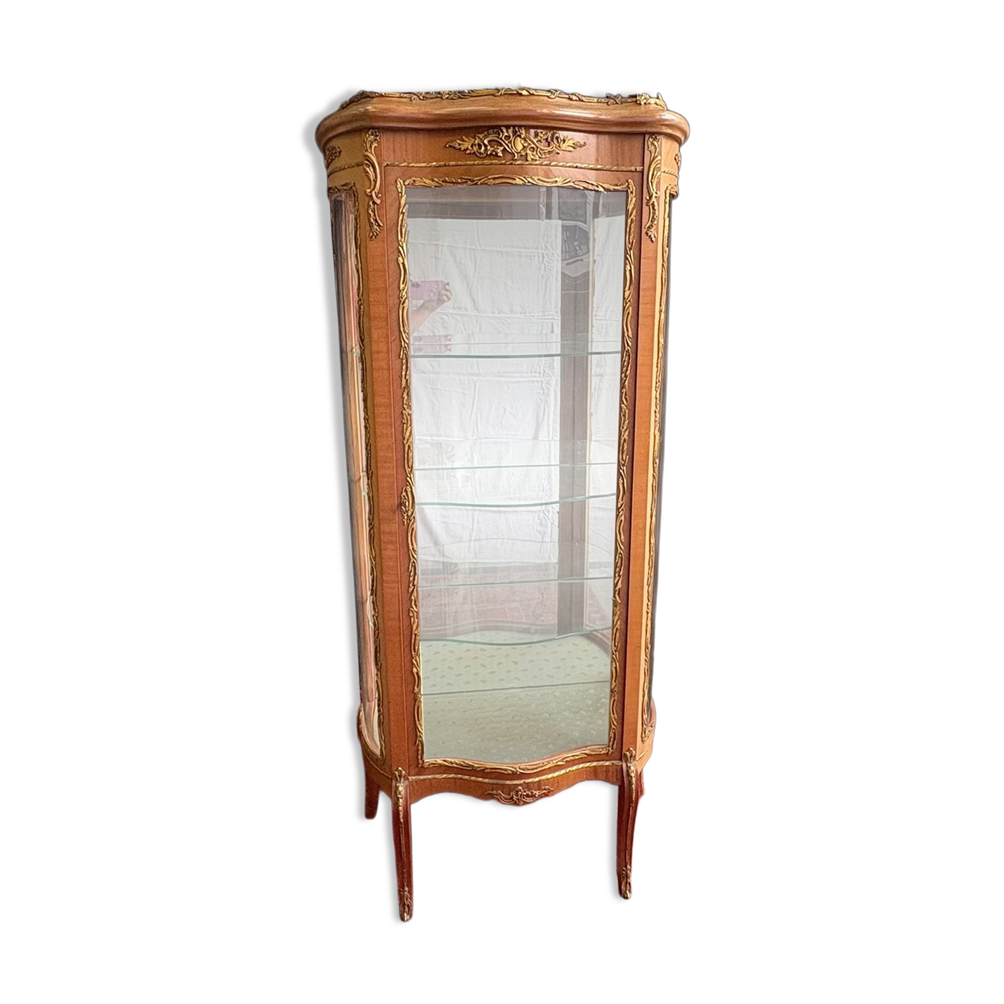 Louis XV/Transition style display cabinet in wood and gilt bronze