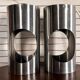 Large pair of Space Age / UFO design lamps in chrome steel – sculpture l