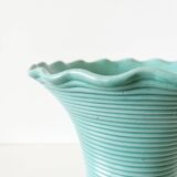 Vintage ceramic ribbed corolla vase