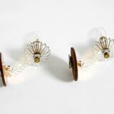 Two original Italian 1960s wall lamps with glass and mirror components