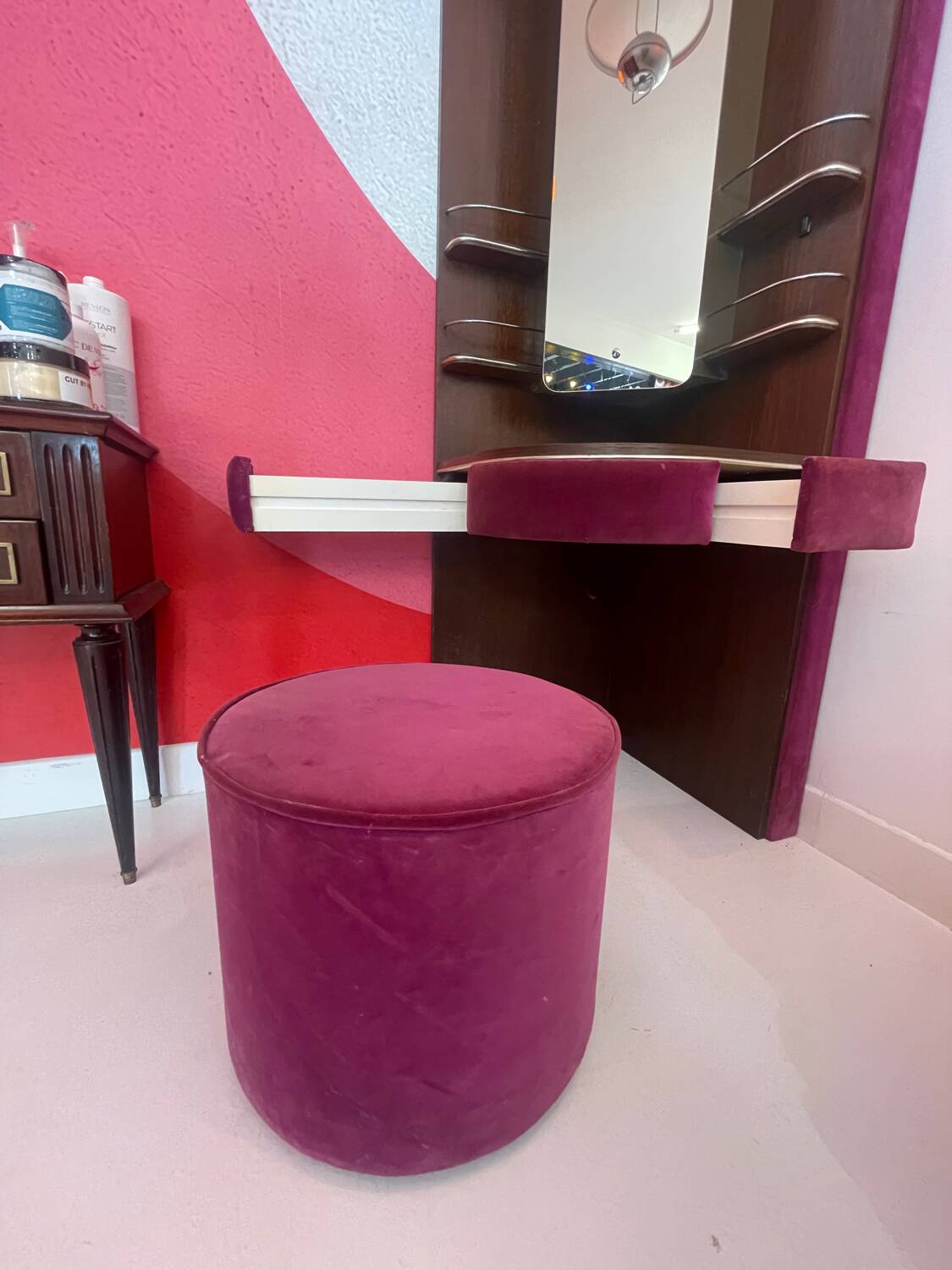 Pink velvet dressing table