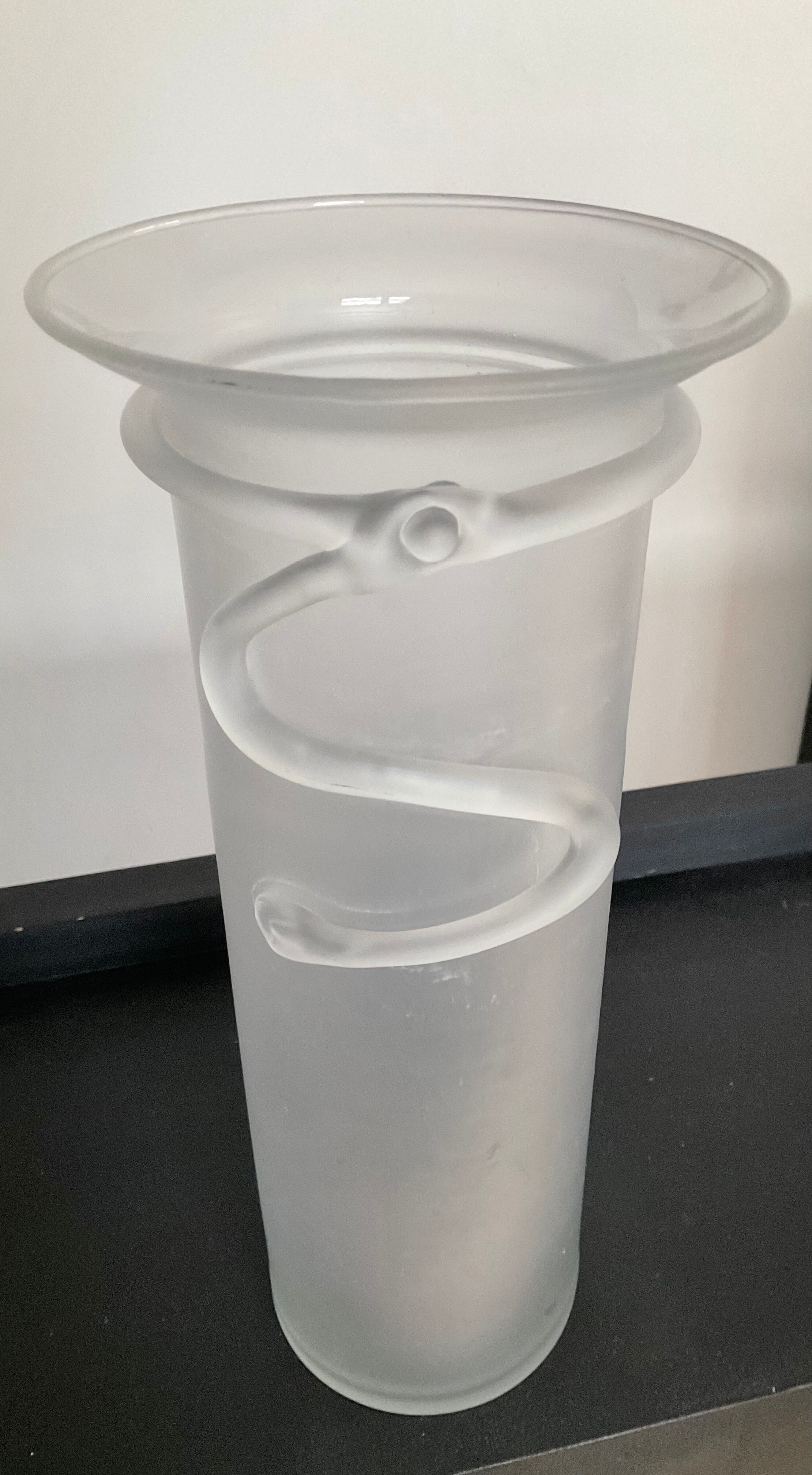 Vintage frosted glass vase 70s