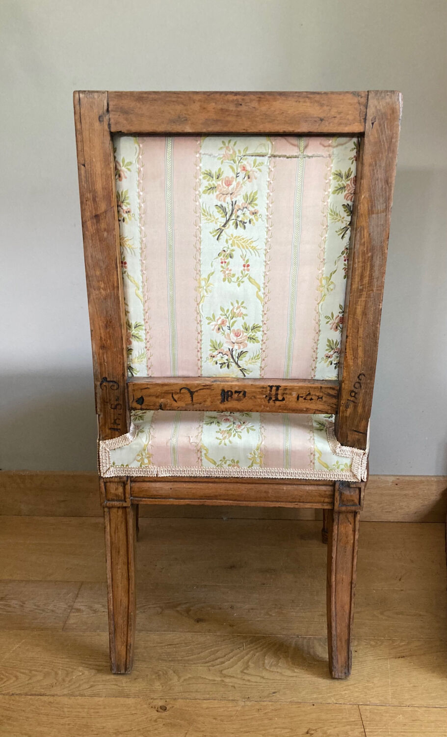 Low chair Louis XVI cherry pegged early nineteenth era
