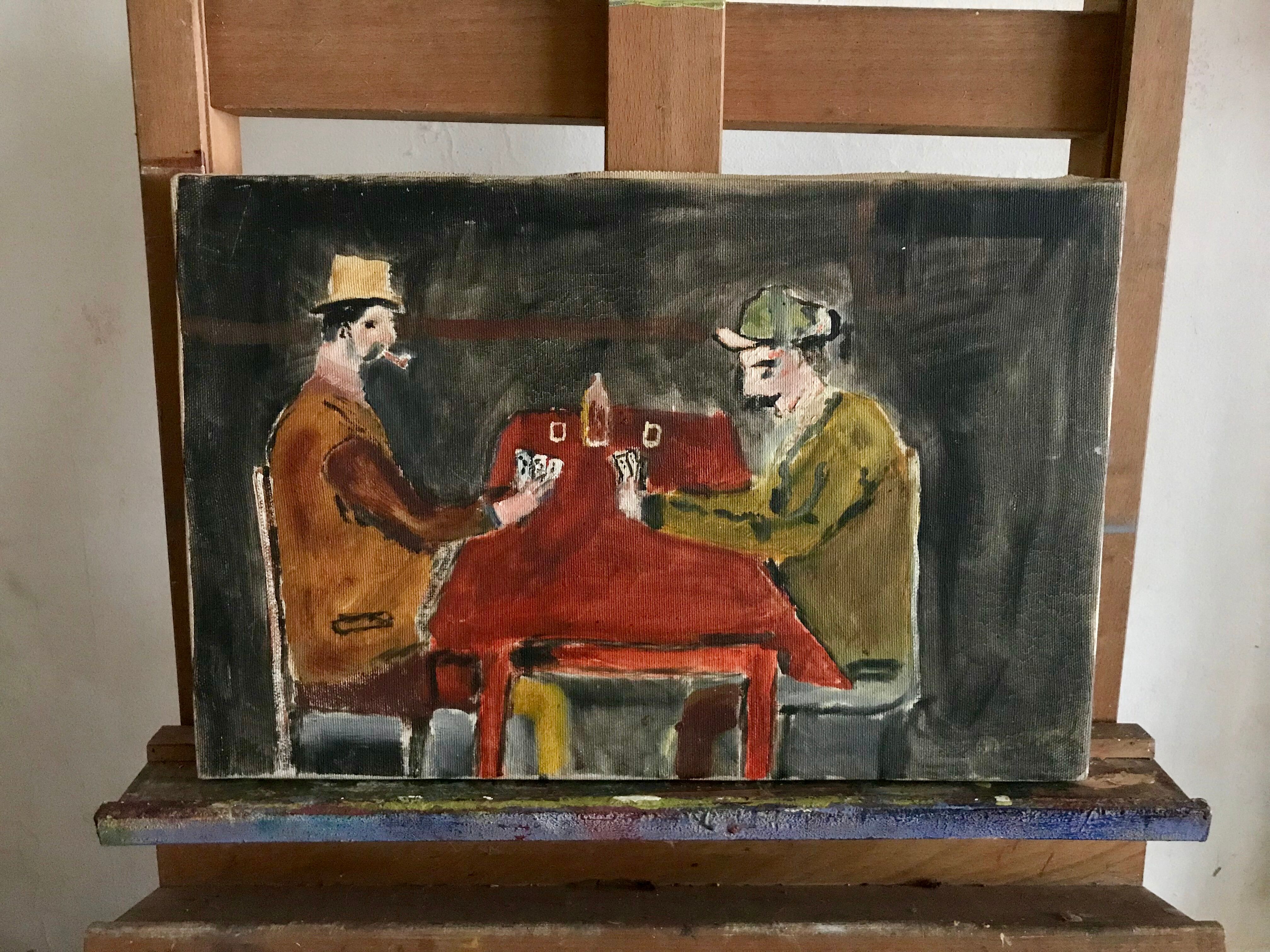 Small old table card players