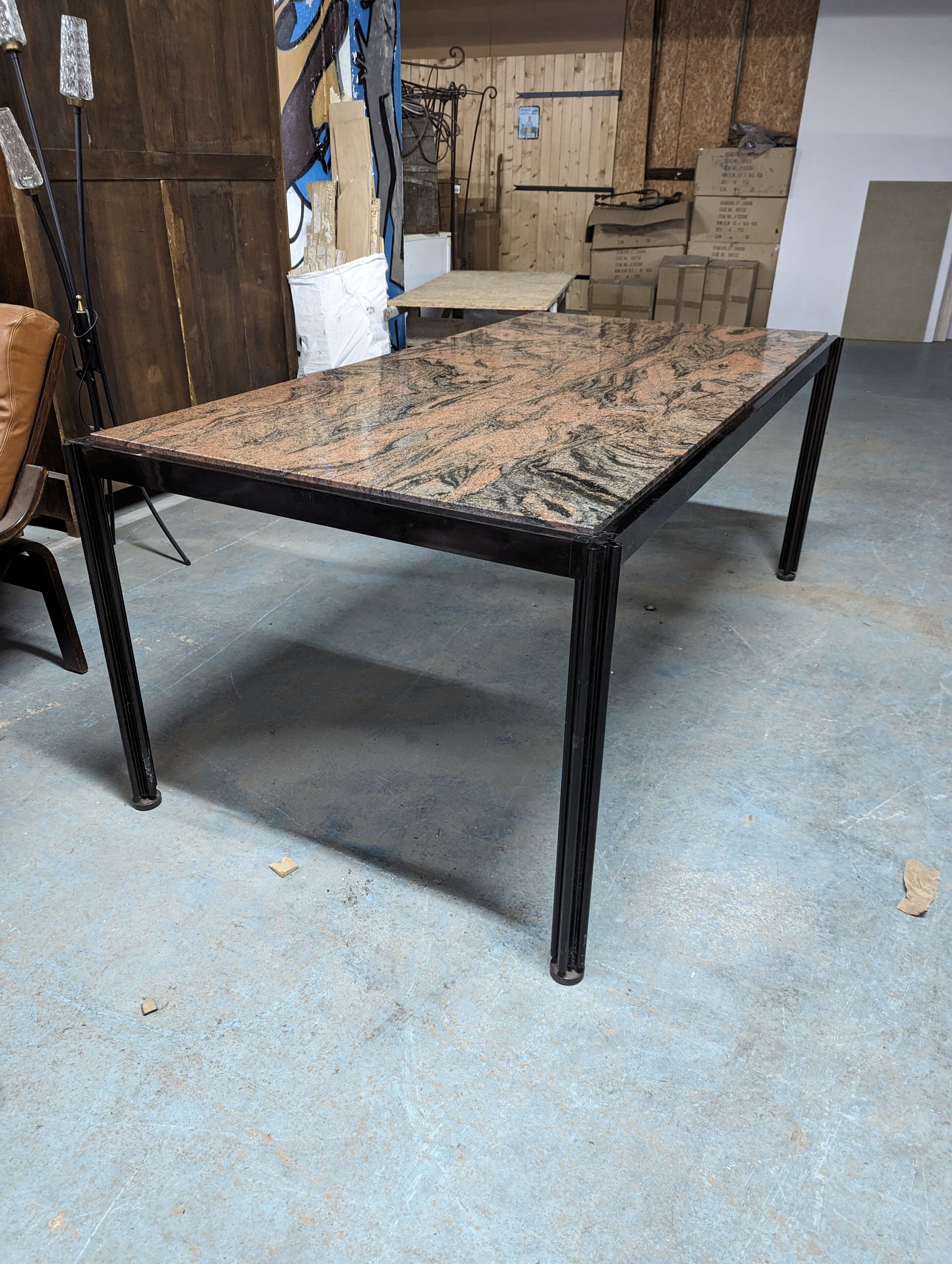 Pink granite desk table by George Ciancimino