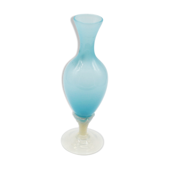 Blue and white opaline vase