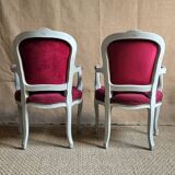 Pair of Louis XV style cabriolets upholstered in needlepoint
