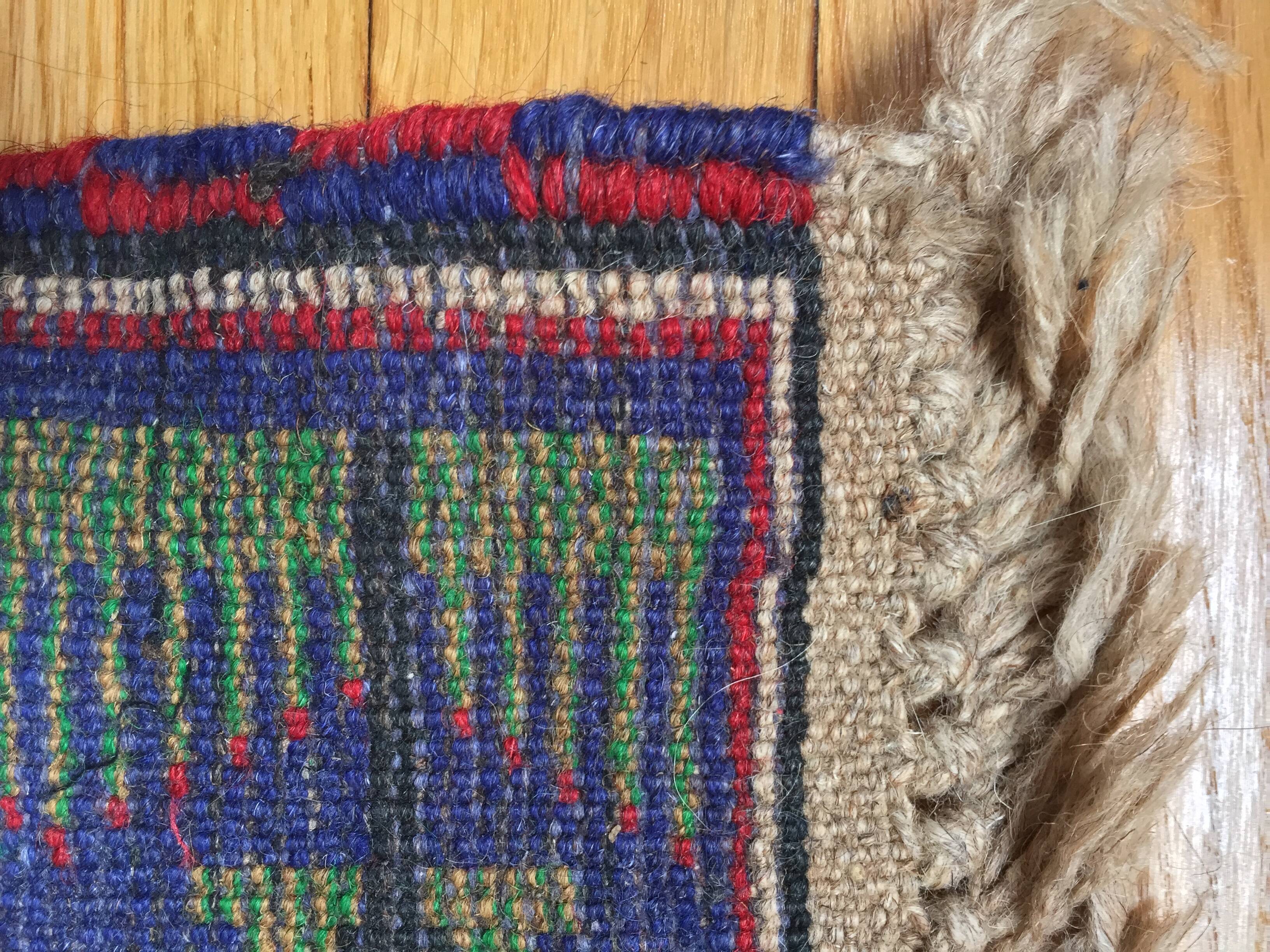 Afghan carpet 80s MOTIF VILLAGE IN PRINTEMPS 85x148cm