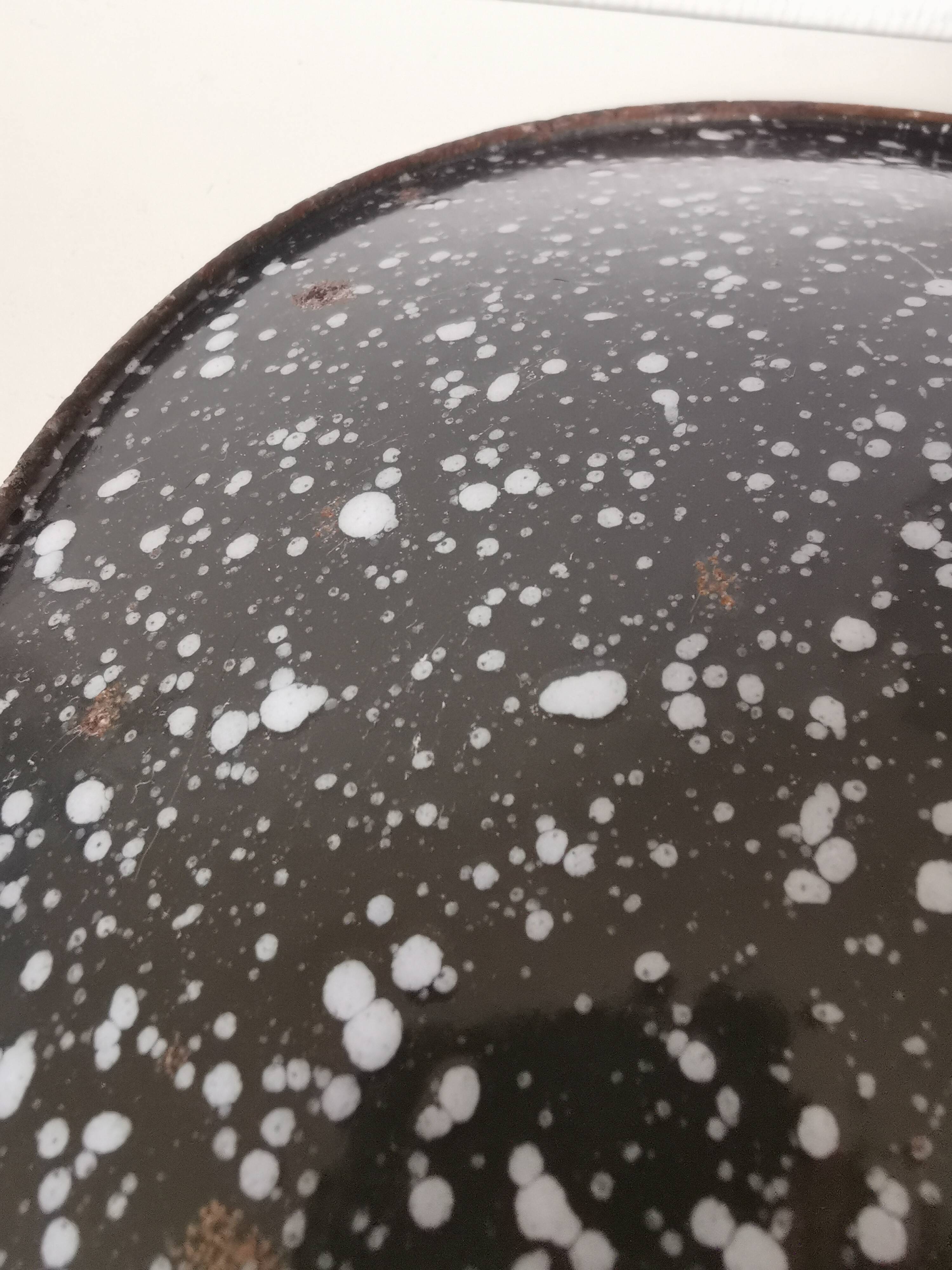white speckled enamelled metal lampshade