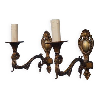 Vintage Rams Head French Bronze Wall Sconces Wall Lights C1930s Pair