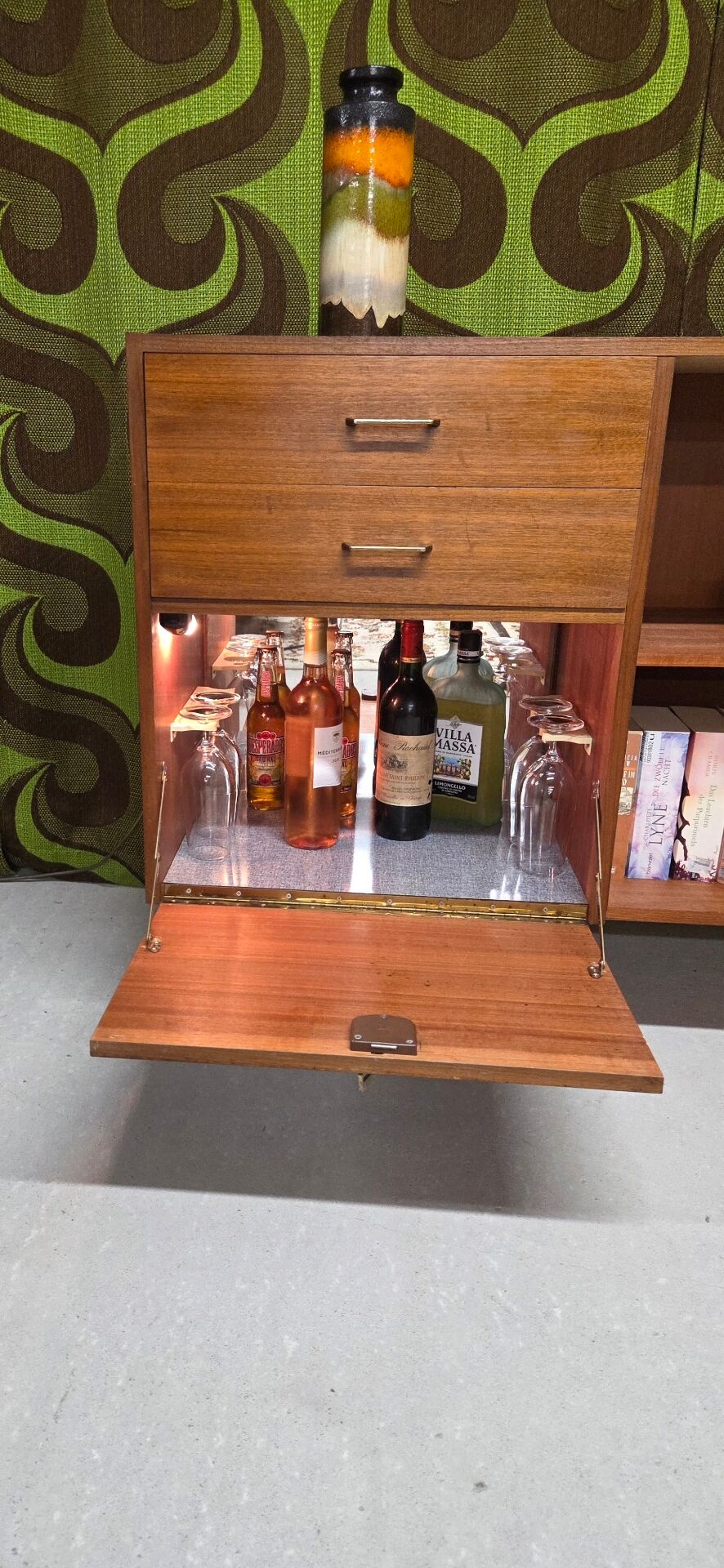 Vintage teak library enfilade 1970