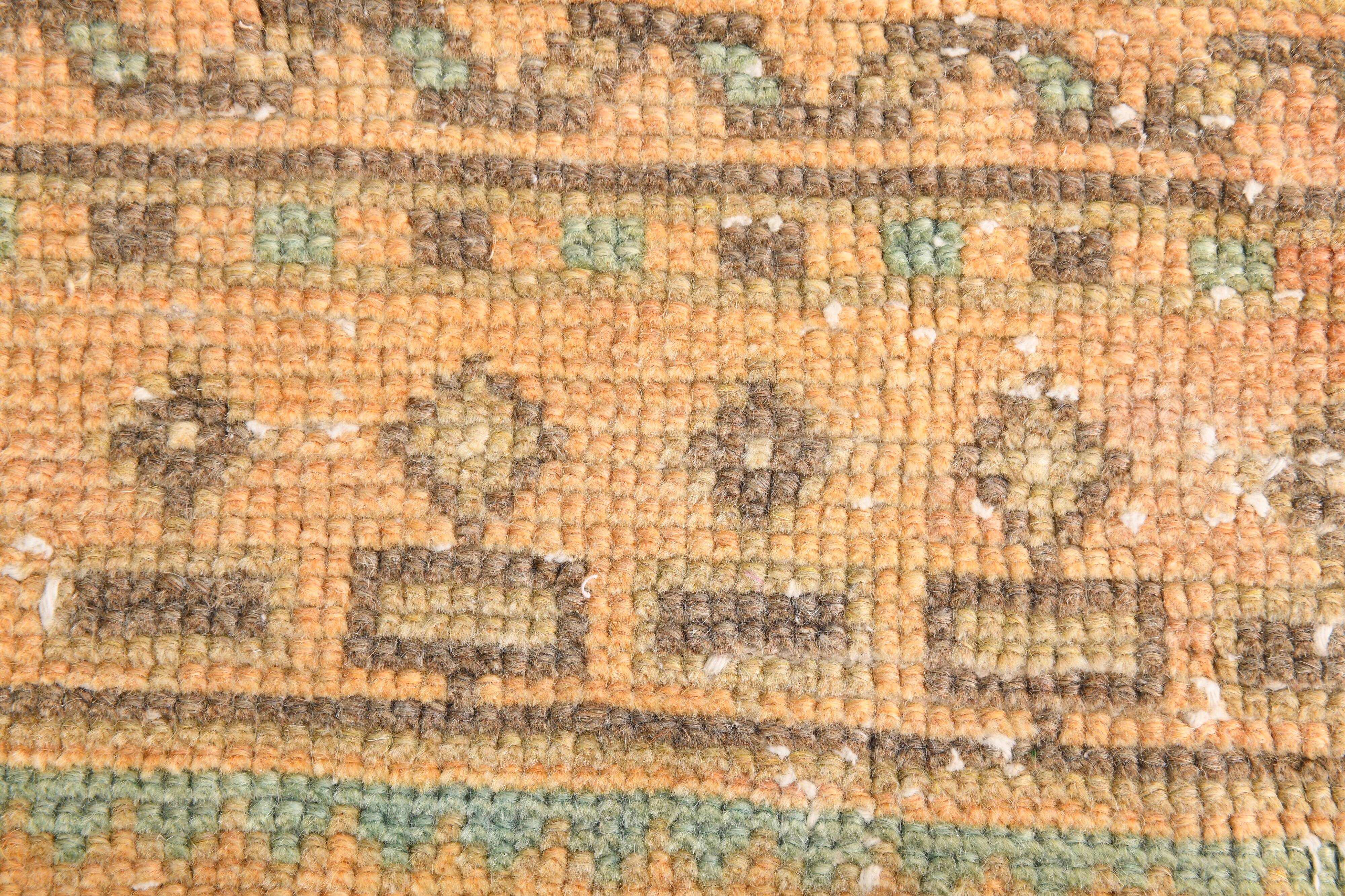 2x5 Turkish Vintage Runner Rug: Light Orange Peach Handmade Carpet 75x170Cm