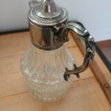 Antique pewter and glass carafe
