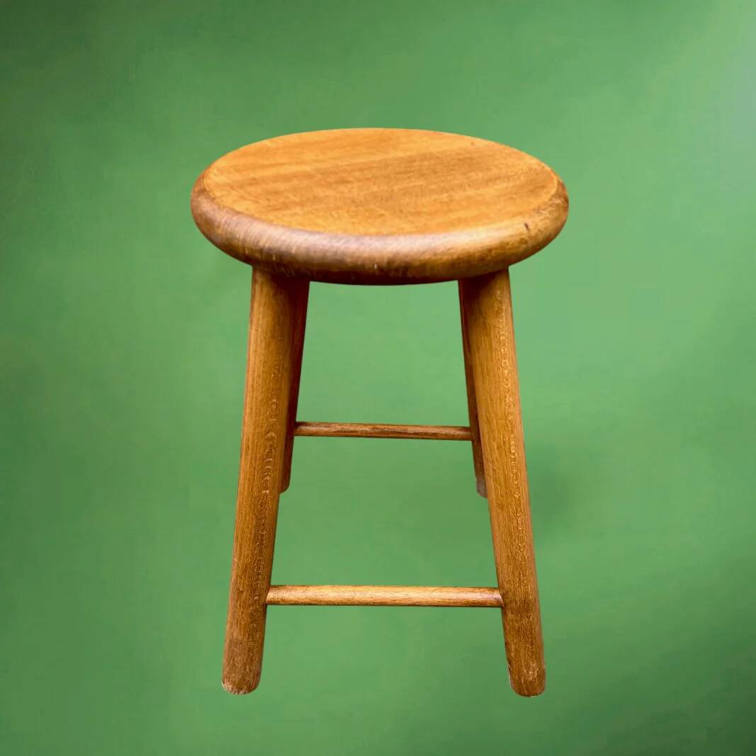 Vintage solid wood stool – 4 legs – Scandinavian style