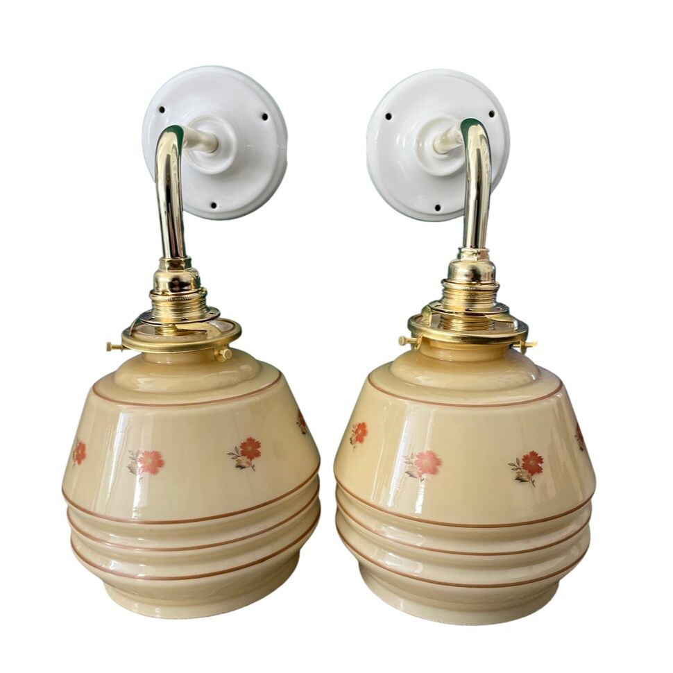 Pair of new electrified Art Deco wall lamps