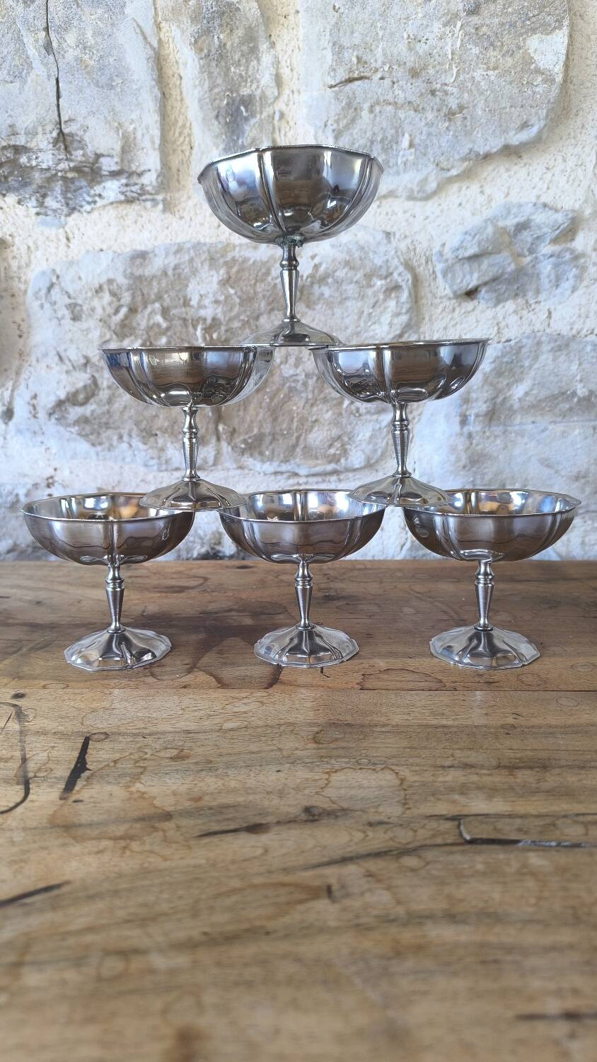 Set of 6 18/10 stainless steel ice cream cups