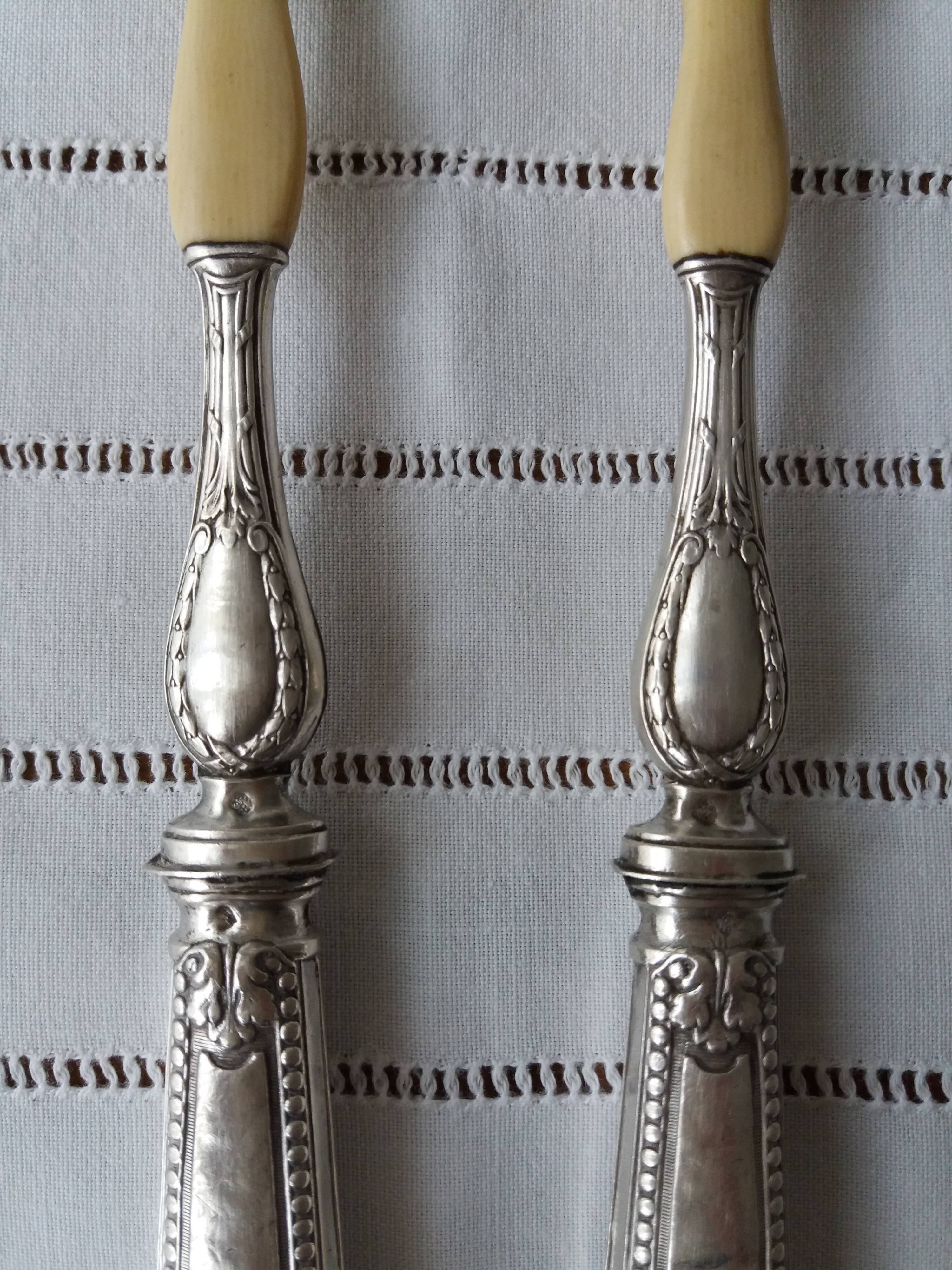 Salad cutlery set in  solid silver