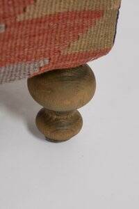 Small kilim ottomans with wooden legs, türkiye, set of 2