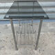 Coffee table, vinyl storage or metal and smoked glass occasional furniture