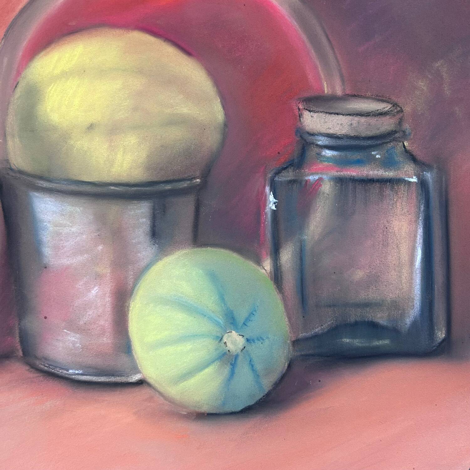 Still life pots and melons