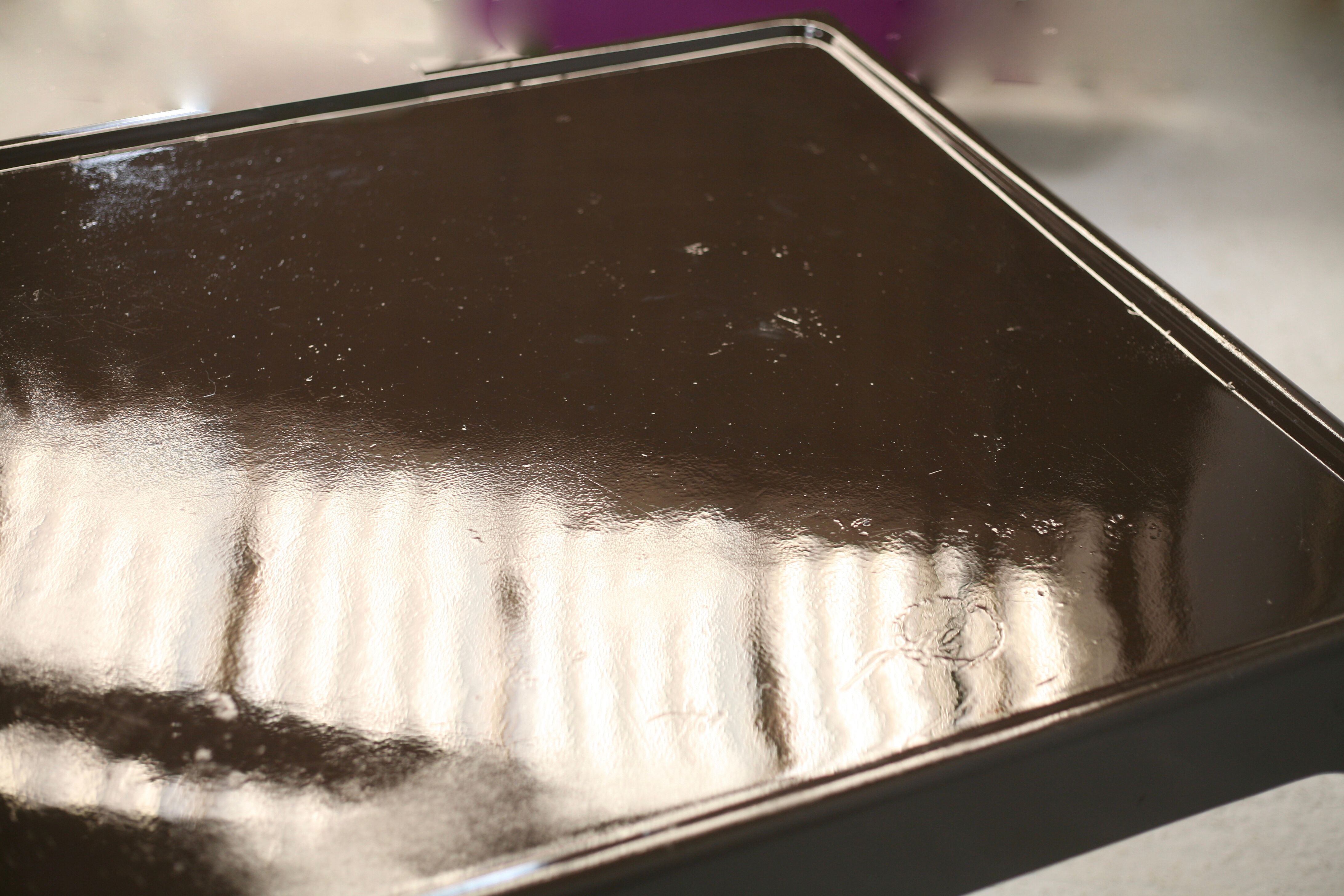 Fiberglass table, brown, France, circa 1970