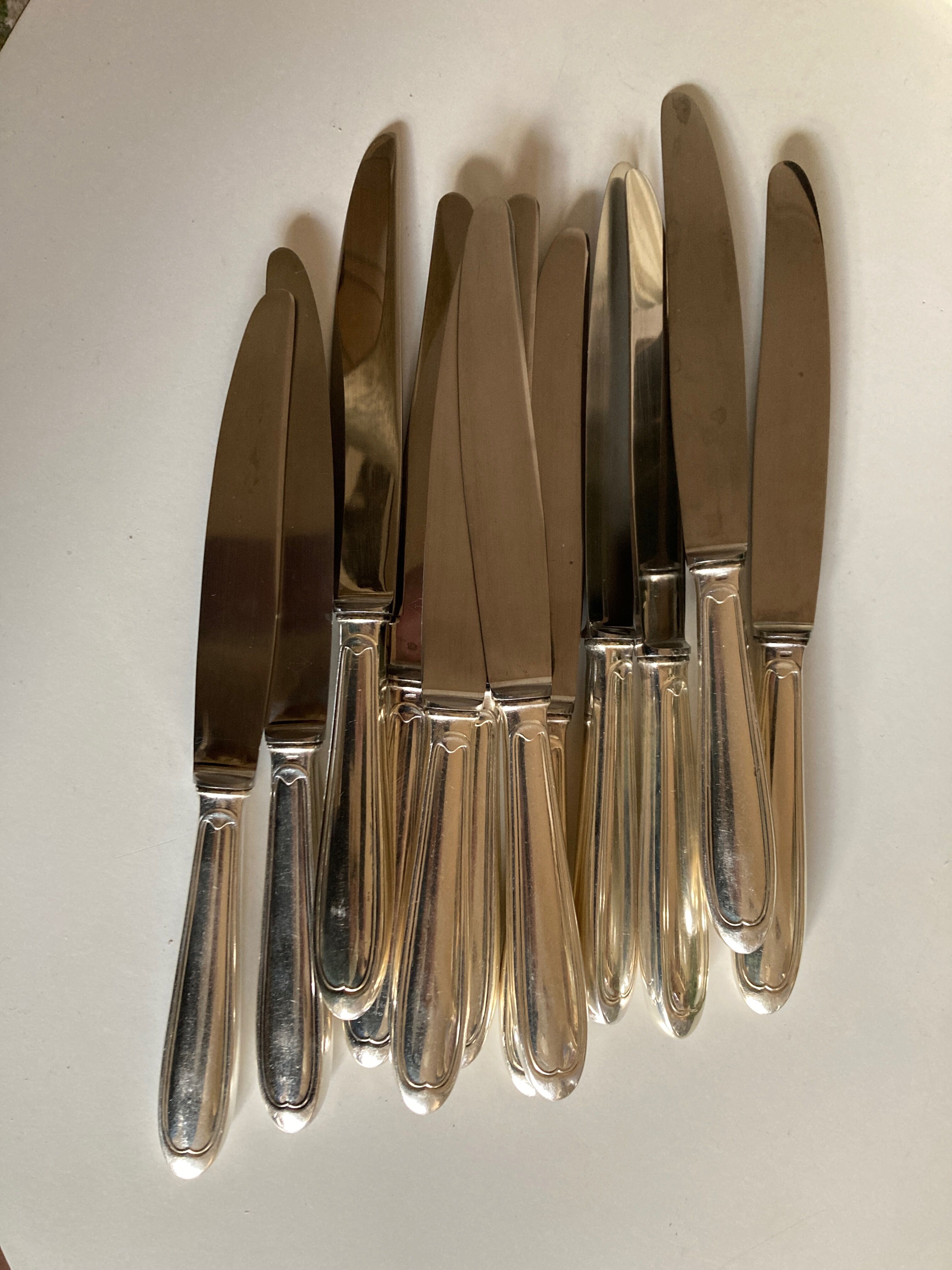 Product BHV Set of 12 table knives in silver metal Louis 1950