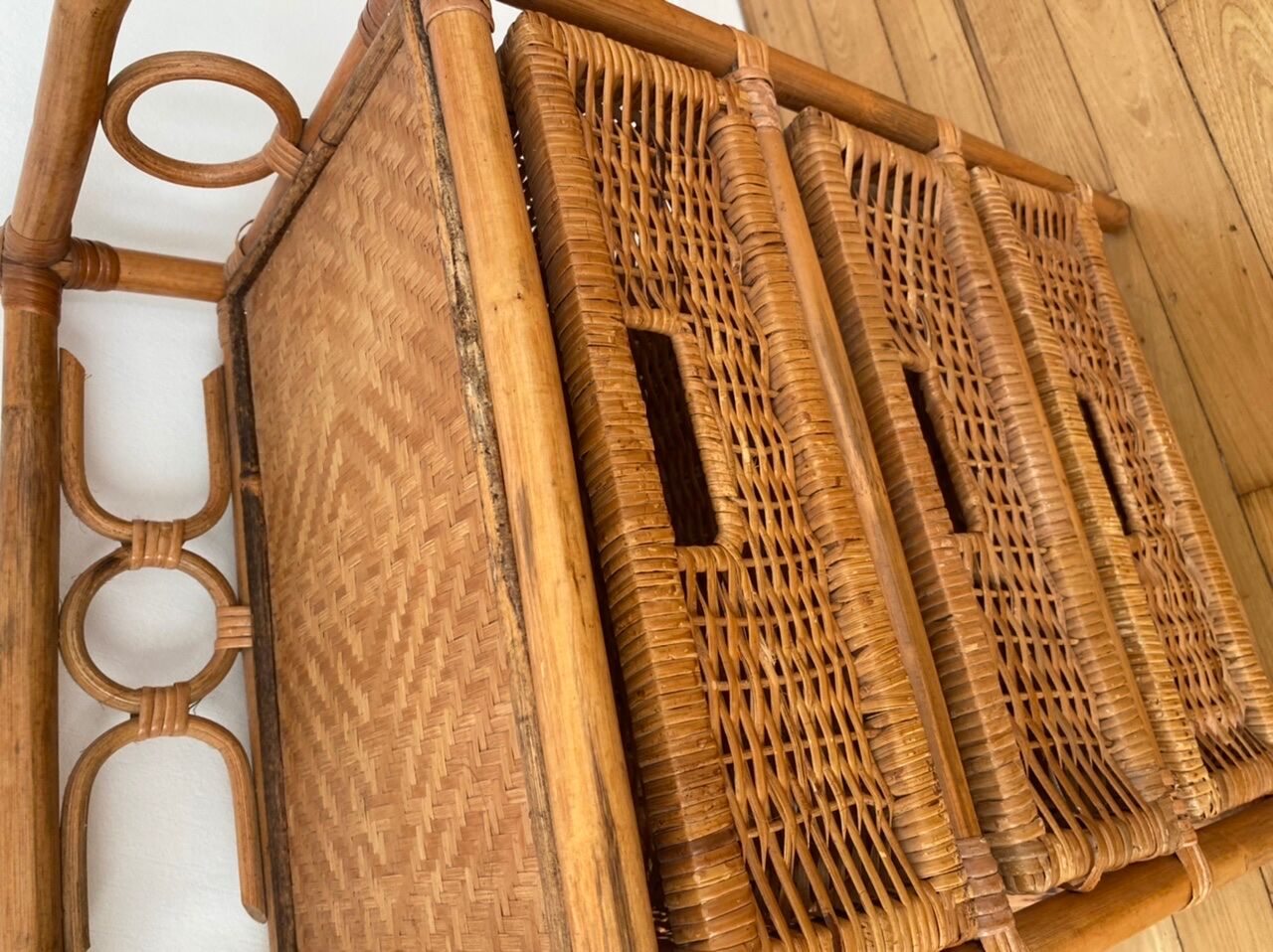 Bamboo and rattan bedside table