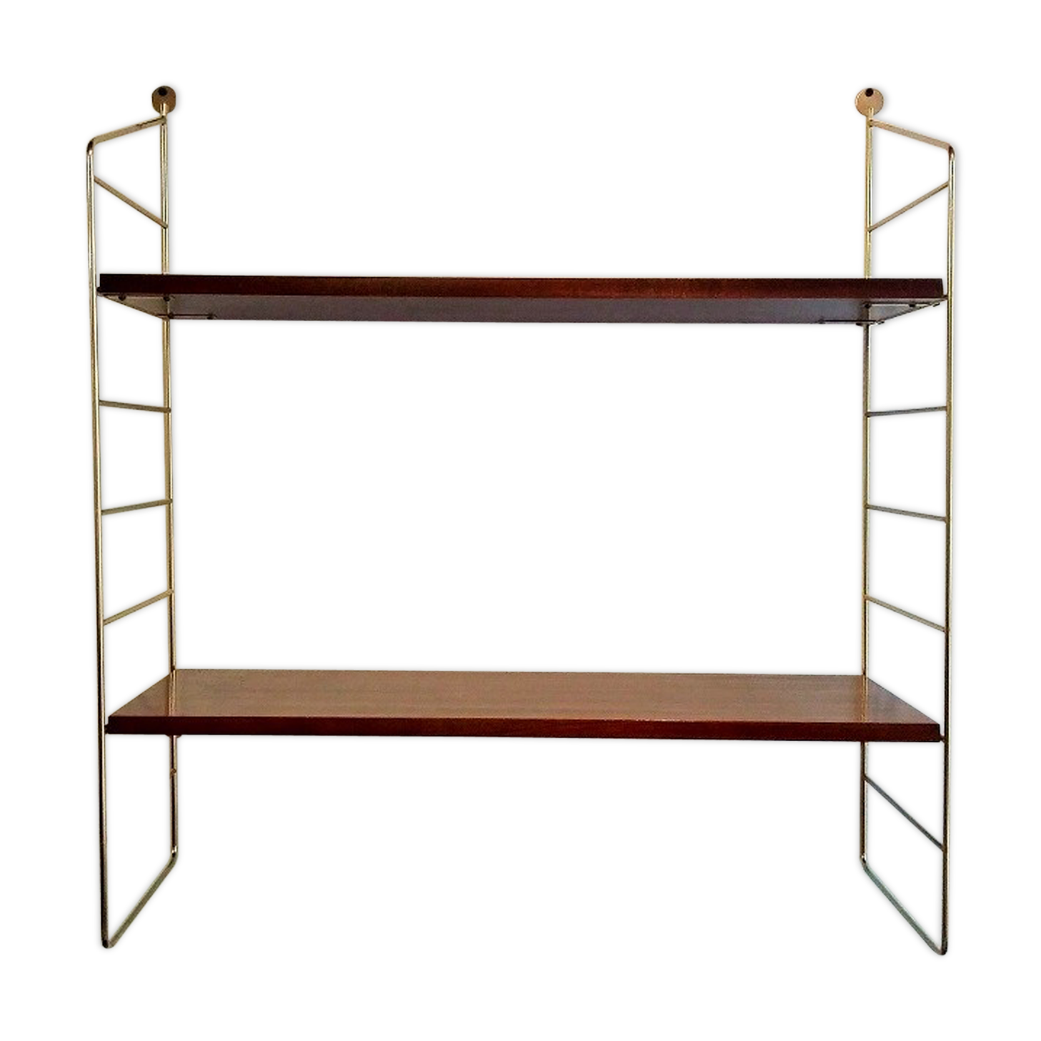 Shelf wall brass and wood vintage