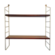 Shelf wall brass and wood vintage