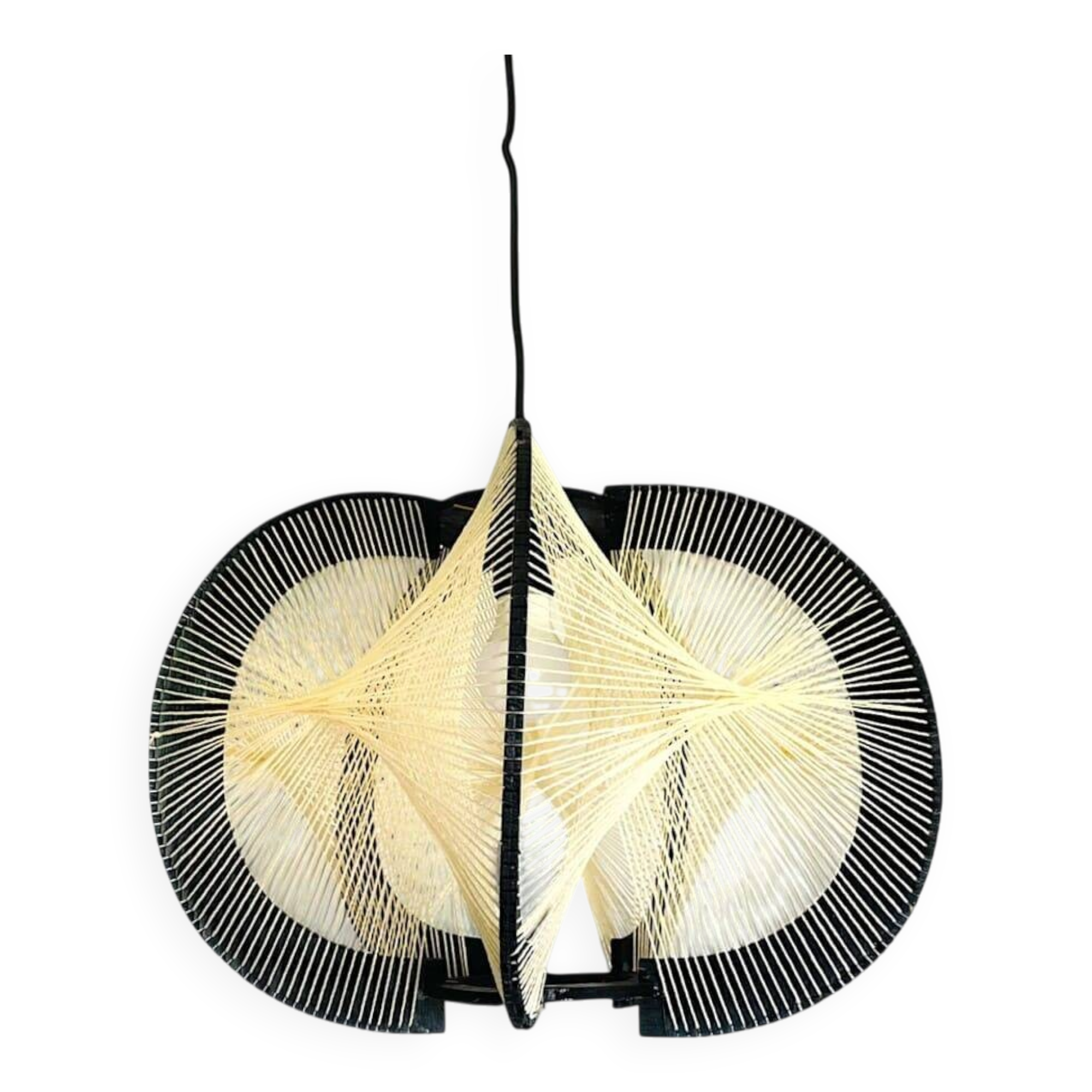 Black painted rustic wooden hanging lamp