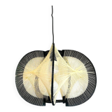 Black painted rustic wooden hanging lamp