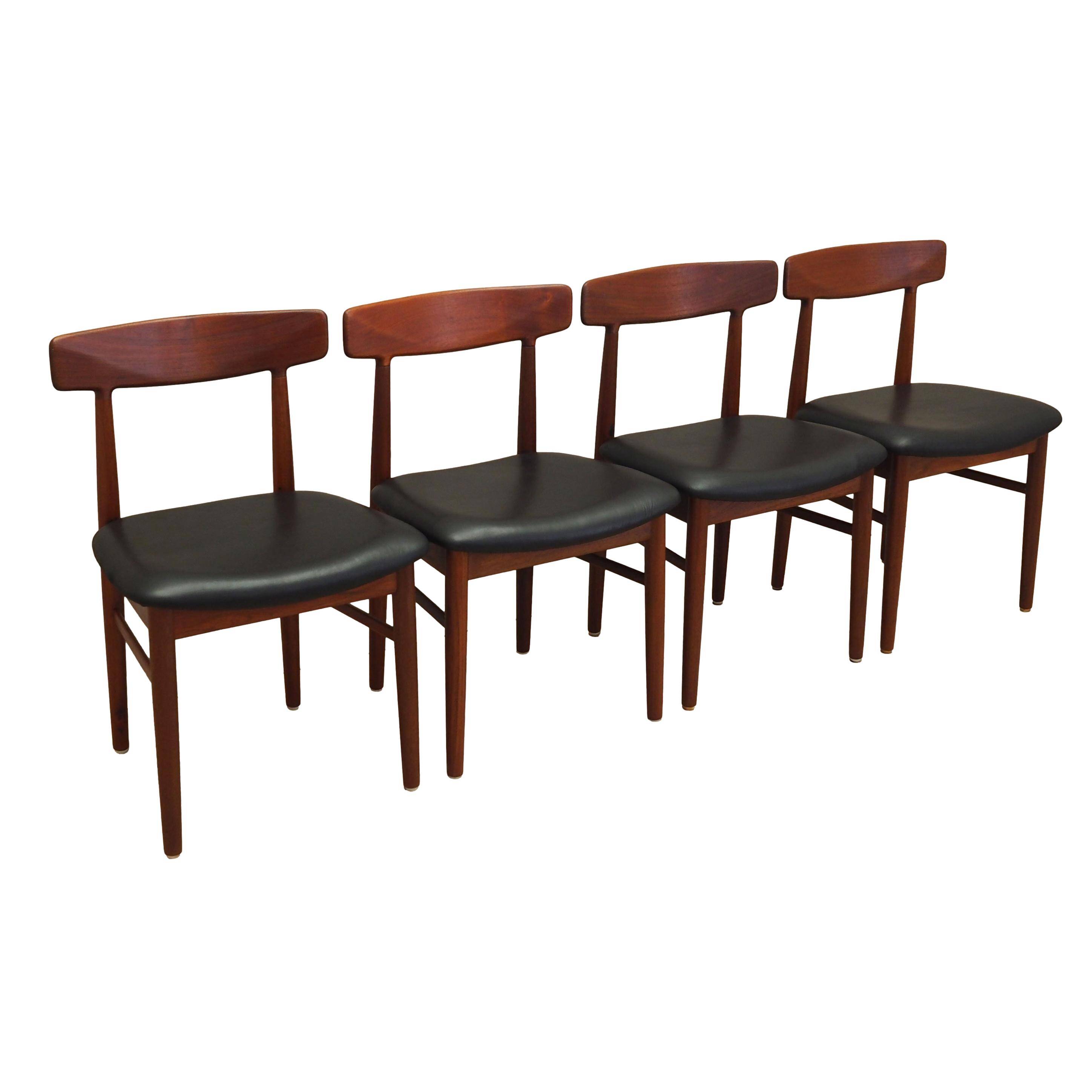 Set of four teak chairs, Danish design, 1960s, manufacture: Bruno Hansen, d