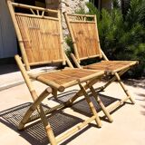 Ensemble de jardin en bambou (table +deux chaises)