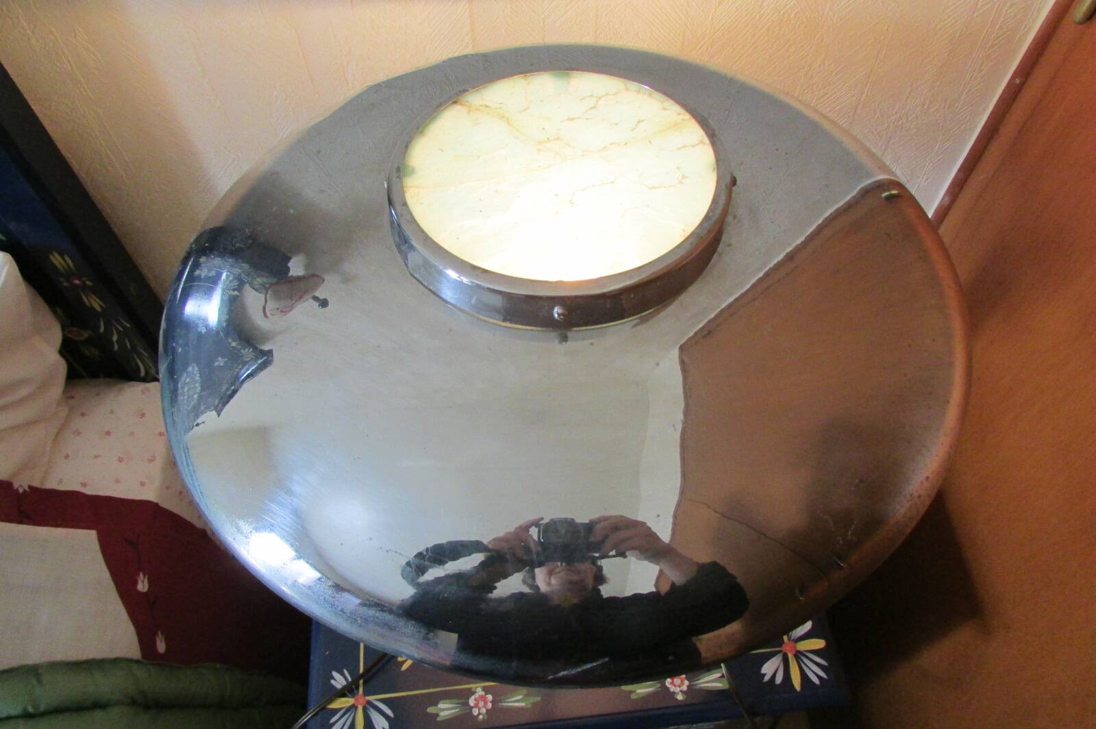 Vintage chrome mushroom lamp, industrial style