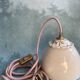 Beige ceramic lamp and decorative bowl