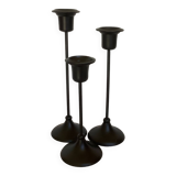 Trio of Scandinavian tulip-foot candlesticks