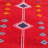 Hand-woven red carpet in natural wool 60x115cm