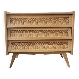 Vintage rattan chest of drawers