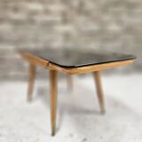 Small opaque black glass coffee table 1960