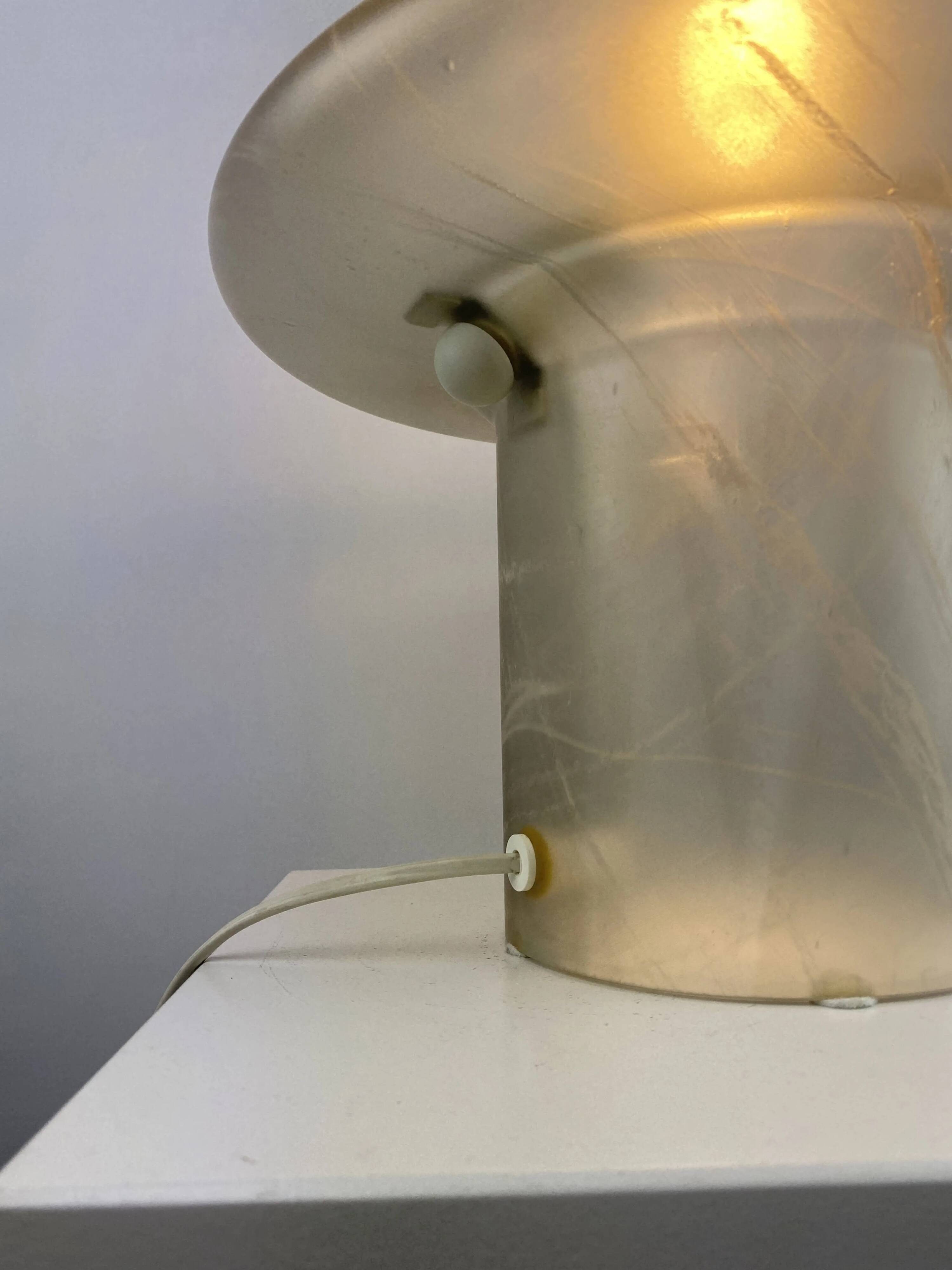 Large mushroom table lamp in clear swirling glass by Peill and Putzler XL 1970