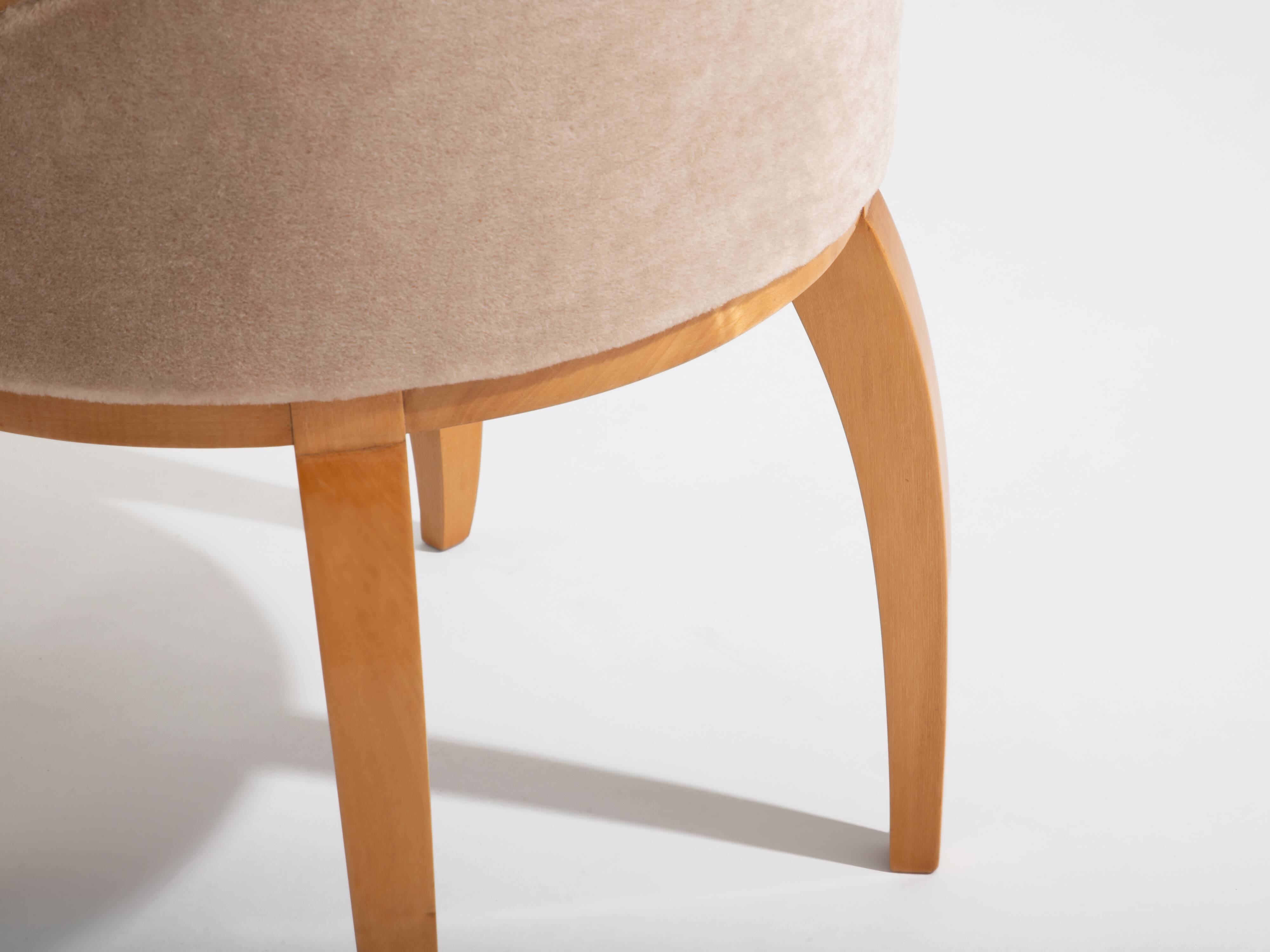André Arbus chaise de coiffeuse en sycomore velours de mohair 1934