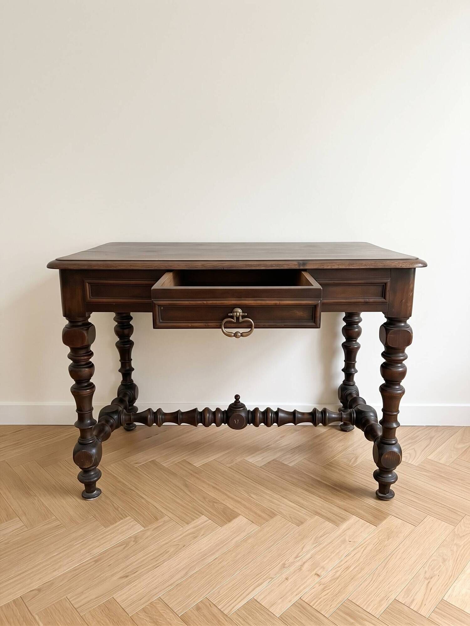 Antique Louis XIII style desk in solid wood