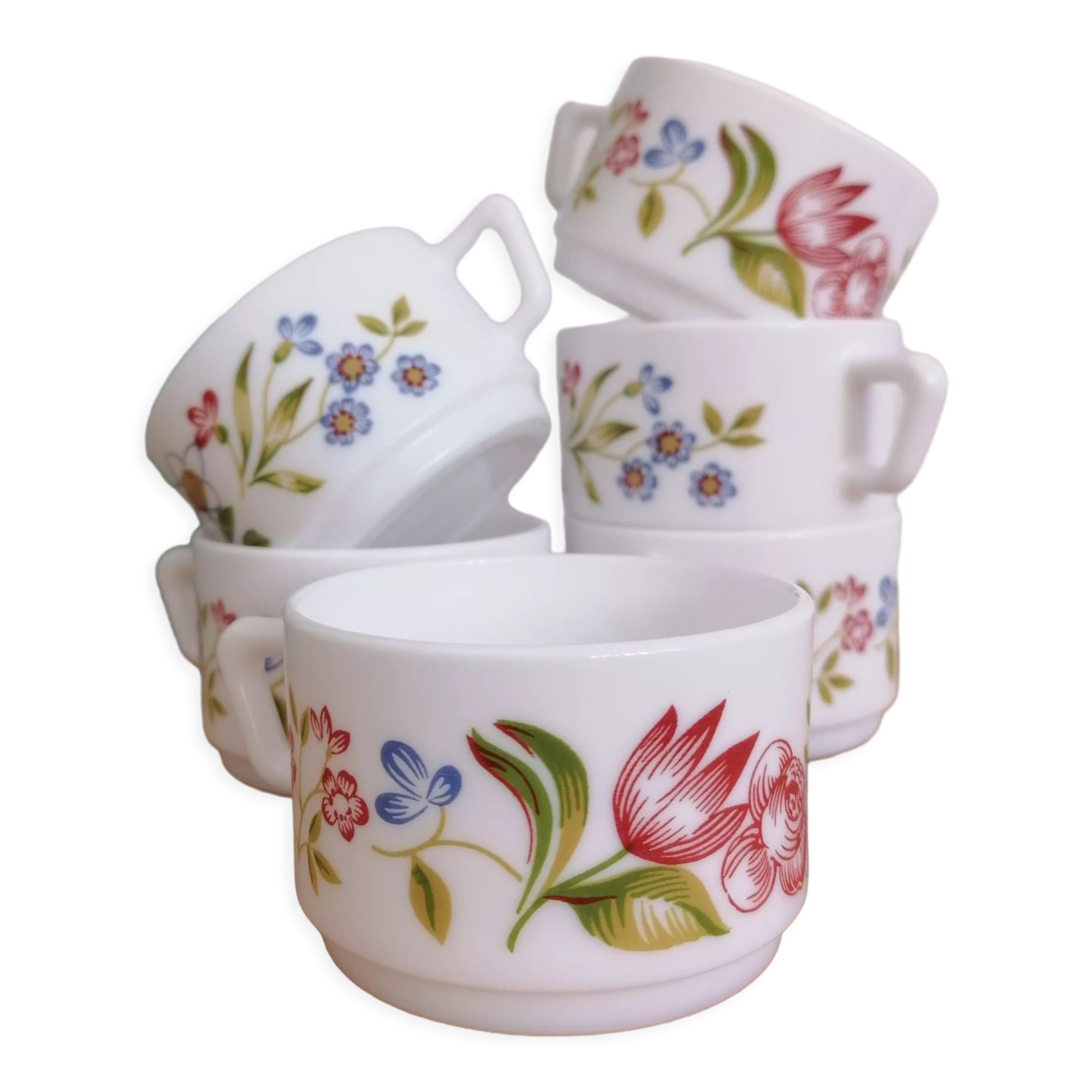 Set of 6 vintage Arcopal coffee cups